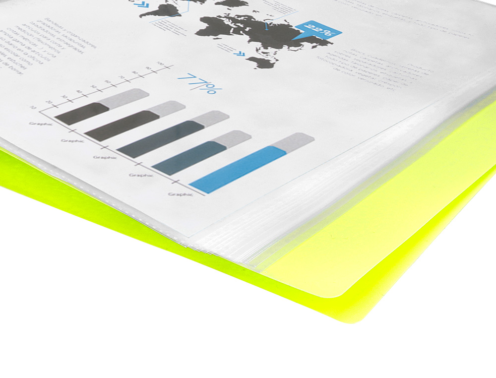 CARPETA LIDERPAPEL ESCAPARATE 40 FUNDAS POLIPROPILENO DIN A4 AMARILLO FLUOR OPACO