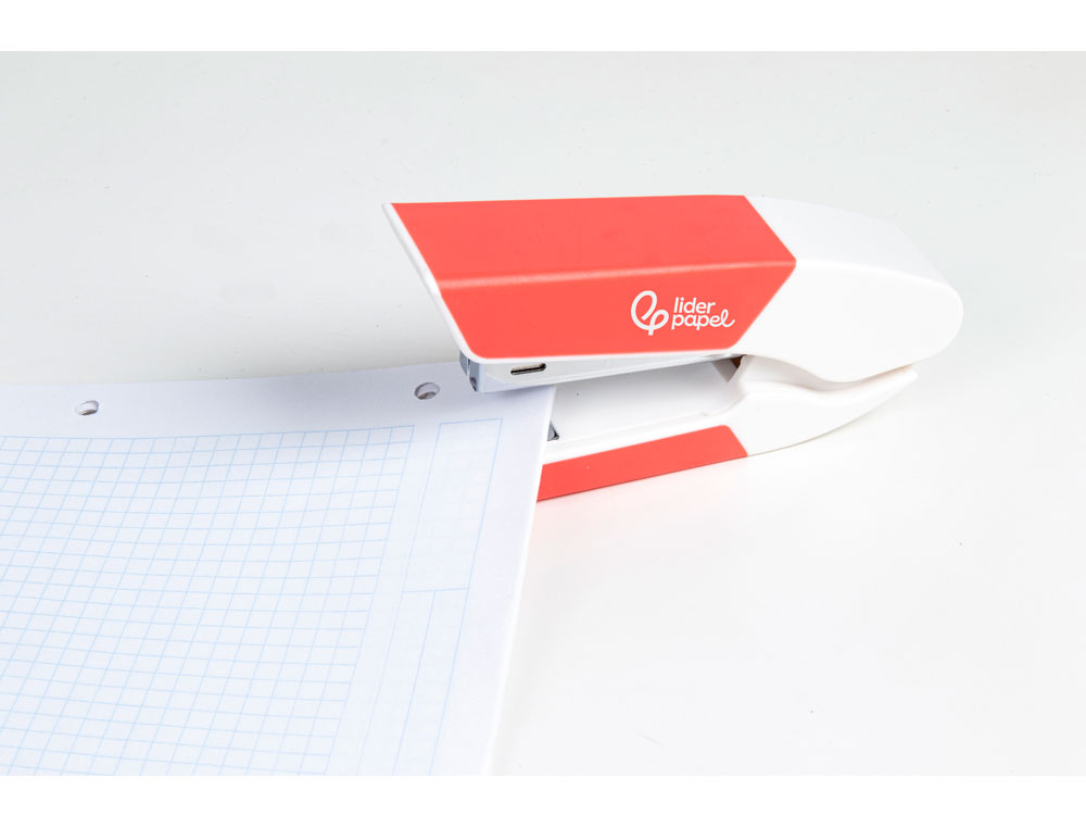 GRAPADORA LIDERPAPEL CON REGALO DE EXTRAEGRAPAS Y CAJA DE 1000 GRAPAS 26/6 CAPACIDAD 20H COLOR CORAL