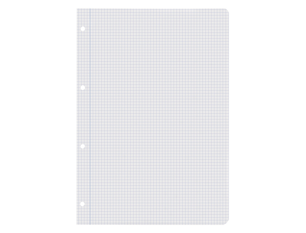 RECAMBIO LIDERPAPEL A4 100 HOJAS 60G/M2 CUADRO 4MM CON MARGEN SIN TALADROS