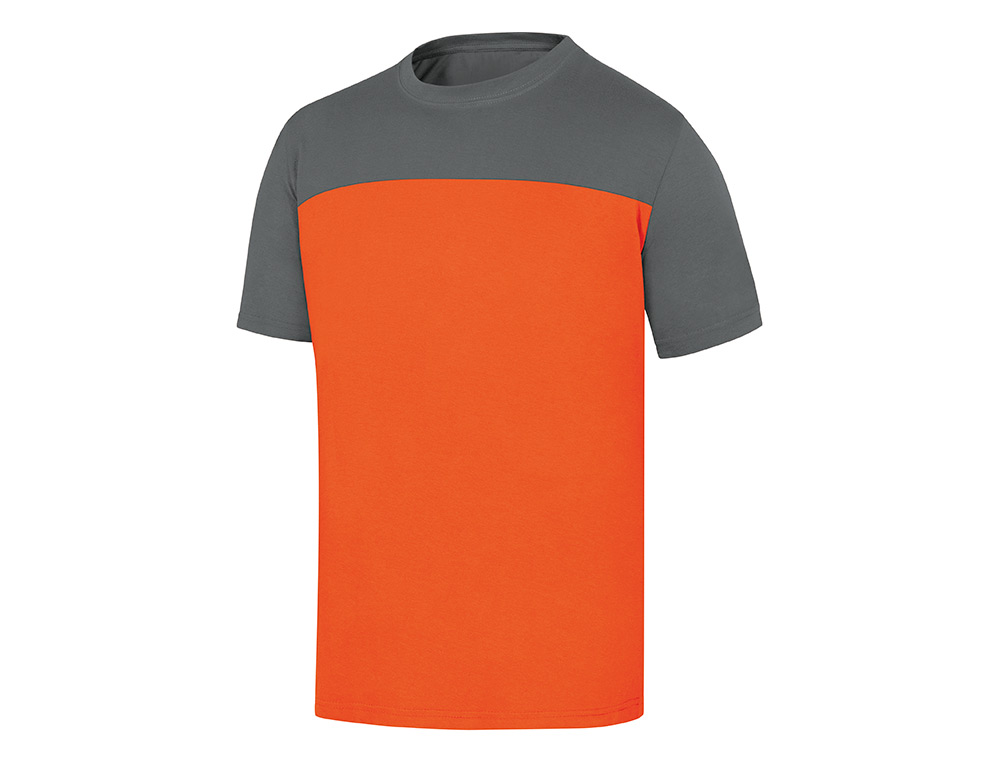 CAMISETA DE ALGODON DELTAPLUS COLOR GRIS/NARANJA TALLA L