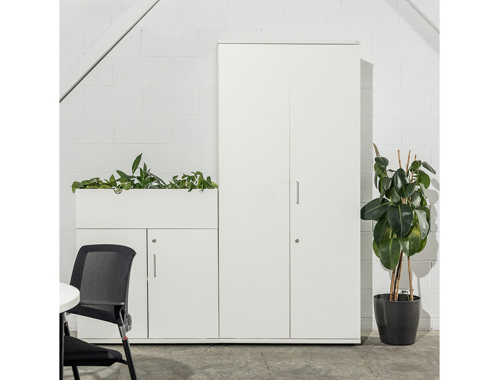 ARMARIO ROCADA CON CUATRO ESTANTES Y DOS PUERTAS SERIE STORE 195X90X45 CM ACABADO AW04 BLANCO/BLANCO