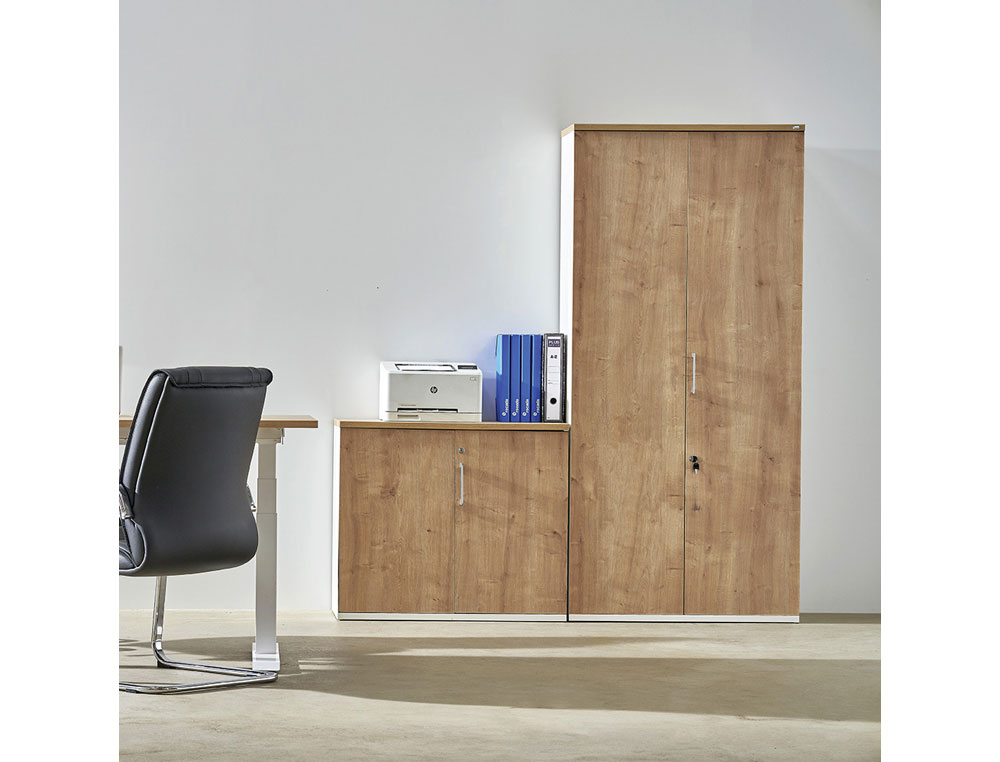 ARMARIO ROCADA CON CUATRO ESTANTES Y DOS PUERTAS SERIE STORE 195X90X45 CM ACABADO AW04 BLANCO/BLANCO