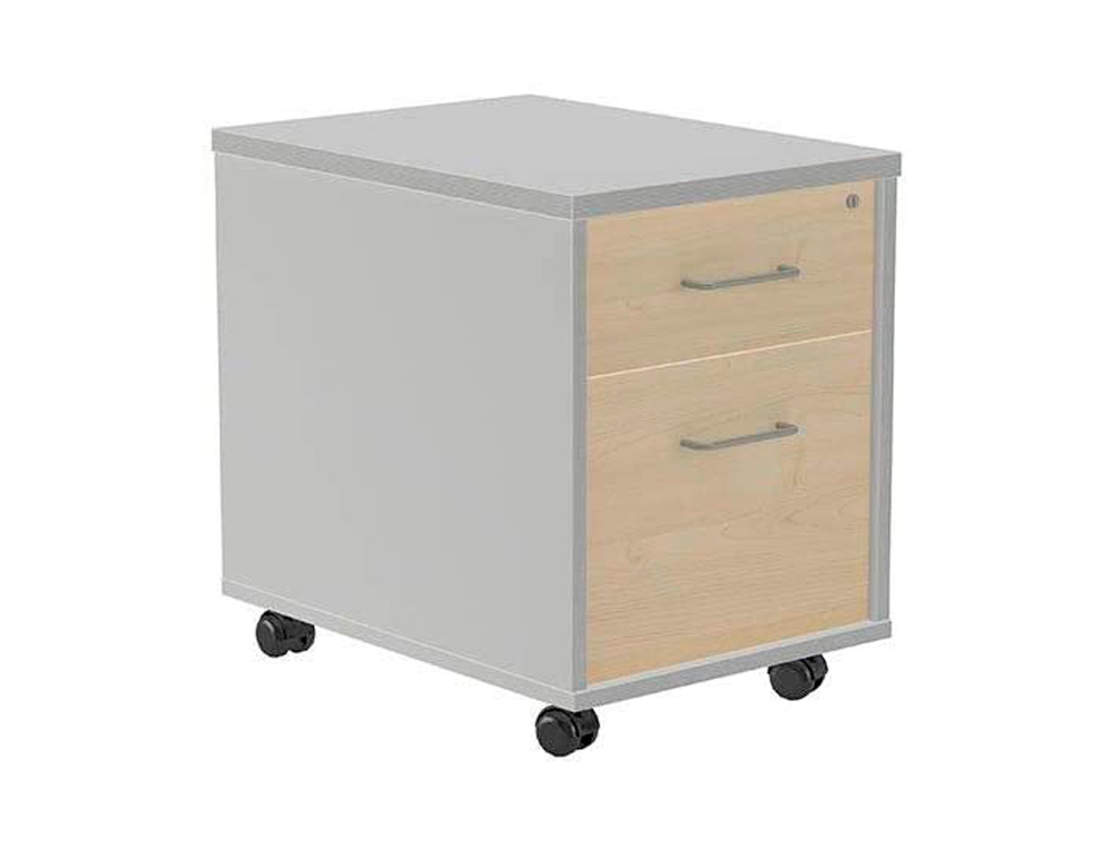 CAJONERA ROCADA CON DOS CAJONES SERIE STORE 58X40X59,5 CM ACABADO AB02 ALUMINIO/GRIS