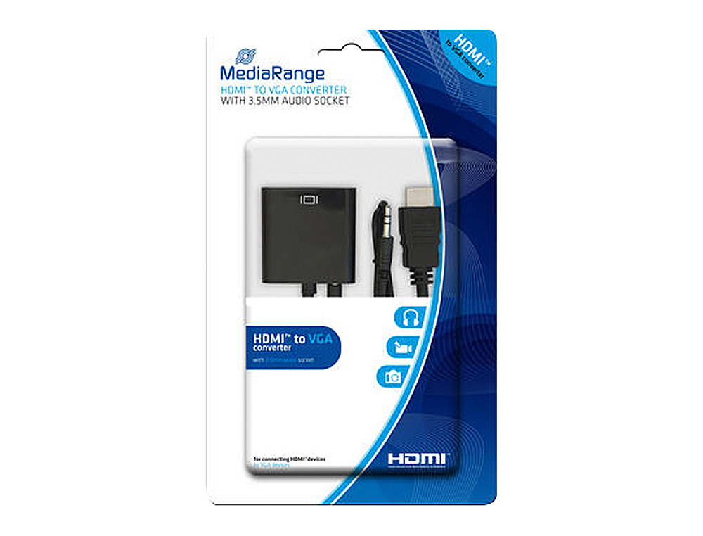 CABLE HDMI A VGA JACK 3.5 MM MEDIARANGE NEGRO