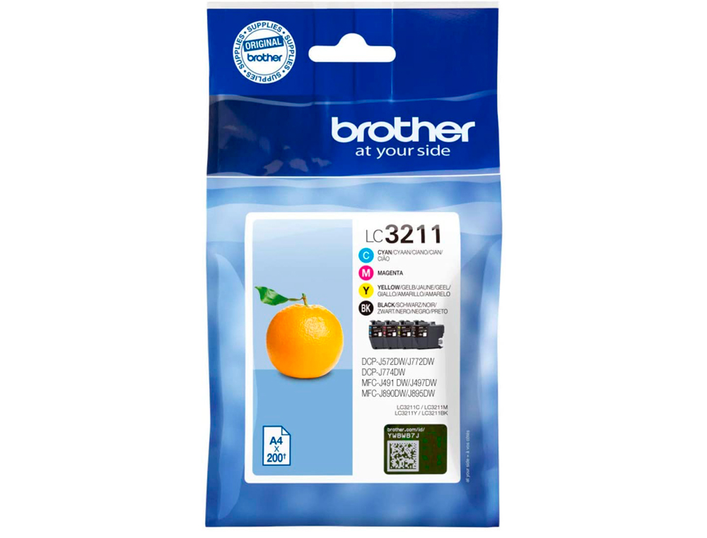 INK-JET BROTHER LC3211 DCP-J572 / DCP-J772 / DCP-J774 / MFC-J890 / MFC-J895 PAQUETE 4 AMARILLO
