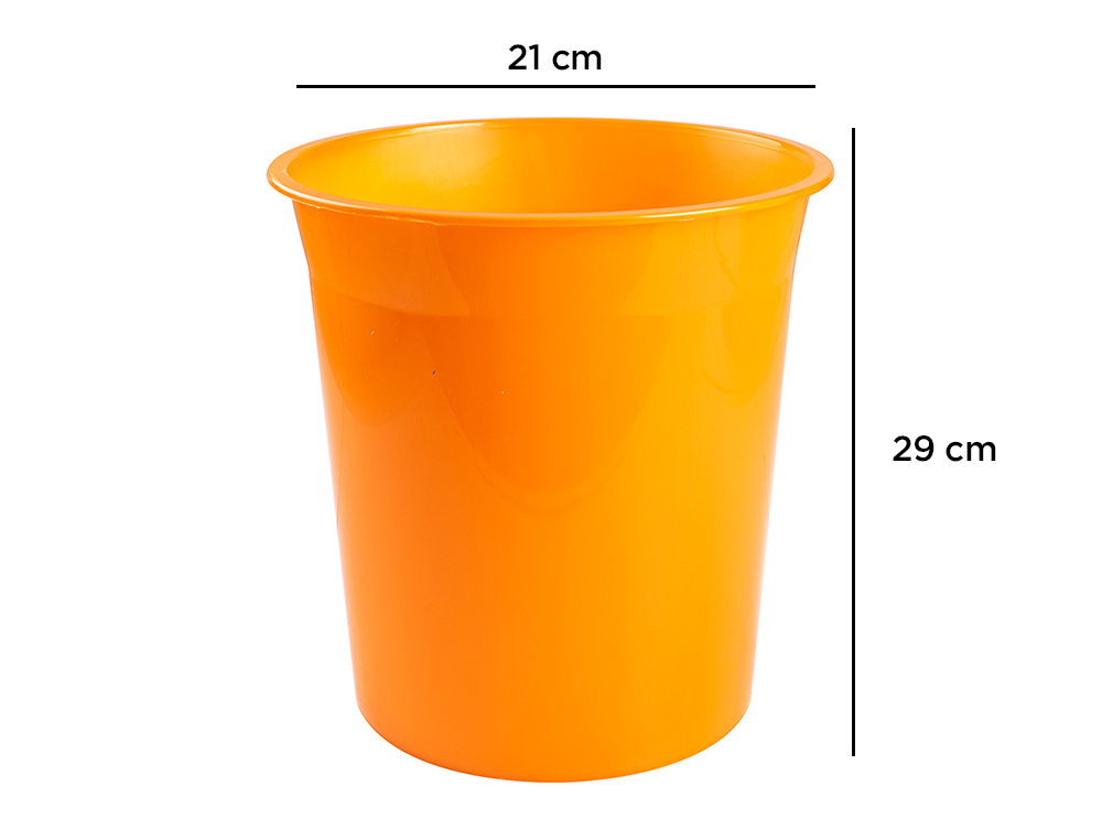 PAPELERA PLASTICO Q-CONNECT NARANJA TRANSLUCIDO 13 LITROS 275X285 MM