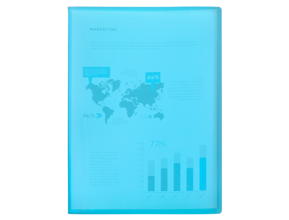 CARPETA LIDERPAPEL ESCAPARATE 80 FUNDAS POLIPROPILENO DIN A4 AZUL TRANSLUCIDO