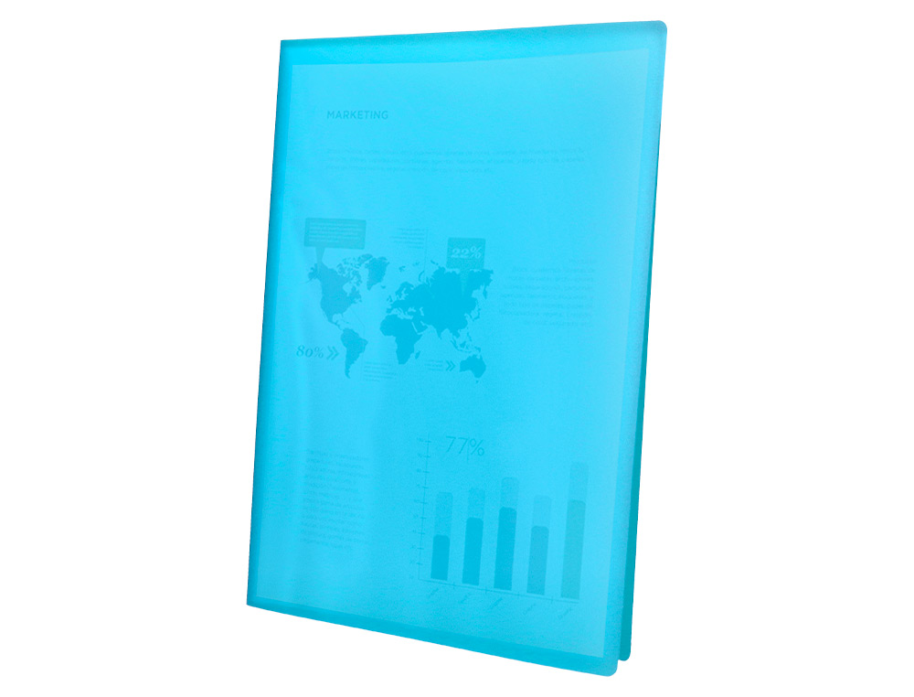 CARPETA LIDERPAPEL ESCAPARATE 80 FUNDAS POLIPROPILENO DIN A4 AZUL TRANSLUCIDO