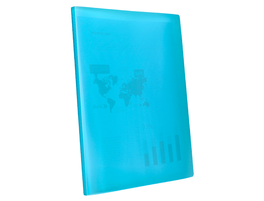 CARPETA LIDERPAPEL ESCAPARATE 80 FUNDAS POLIPROPILENO DIN A4 AZUL TRANSLUCIDO