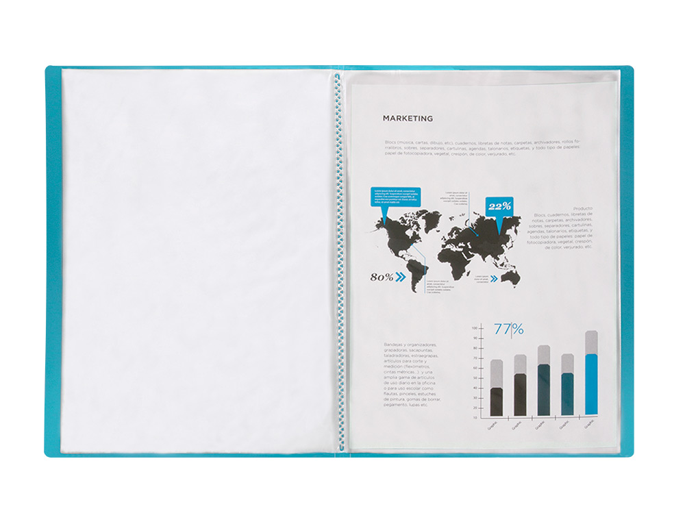 CARPETA LIDERPAPEL ESCAPARATE 80 FUNDAS POLIPROPILENO DIN A4 AZUL TRANSLUCIDO