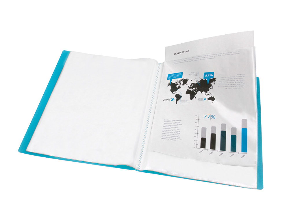 CARPETA LIDERPAPEL ESCAPARATE 80 FUNDAS POLIPROPILENO DIN A4 AZUL TRANSLUCIDO