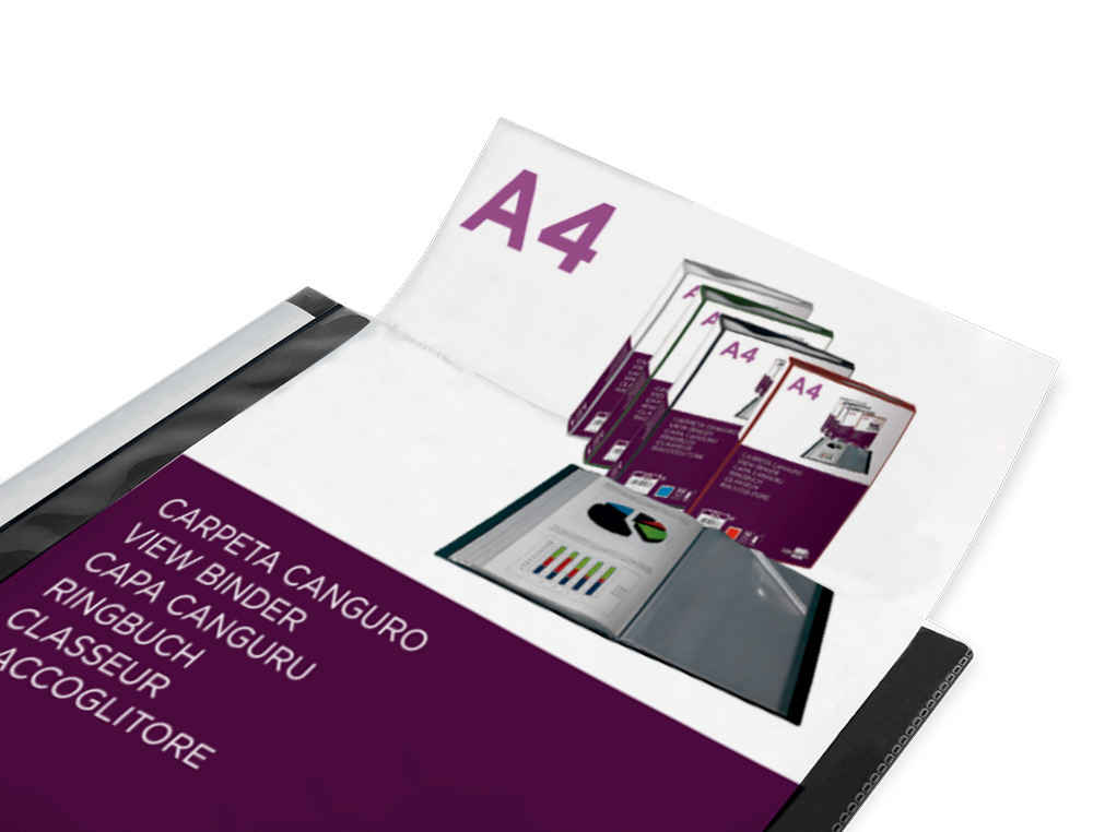 CARPETA LIDERPAPEL 10 FUNDAS CANGURO PP DIN A4 NEGRO OPACO PORTADA Y LOMO PERSONALIZABLE