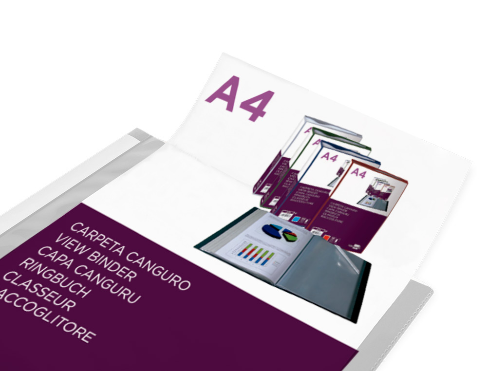 CARPETA LIDERPAPEL 80 FUNDAS CANGURO PP DIN A4 TRANSPARENTE PORTADA Y LOMO PERSONALIZABLE