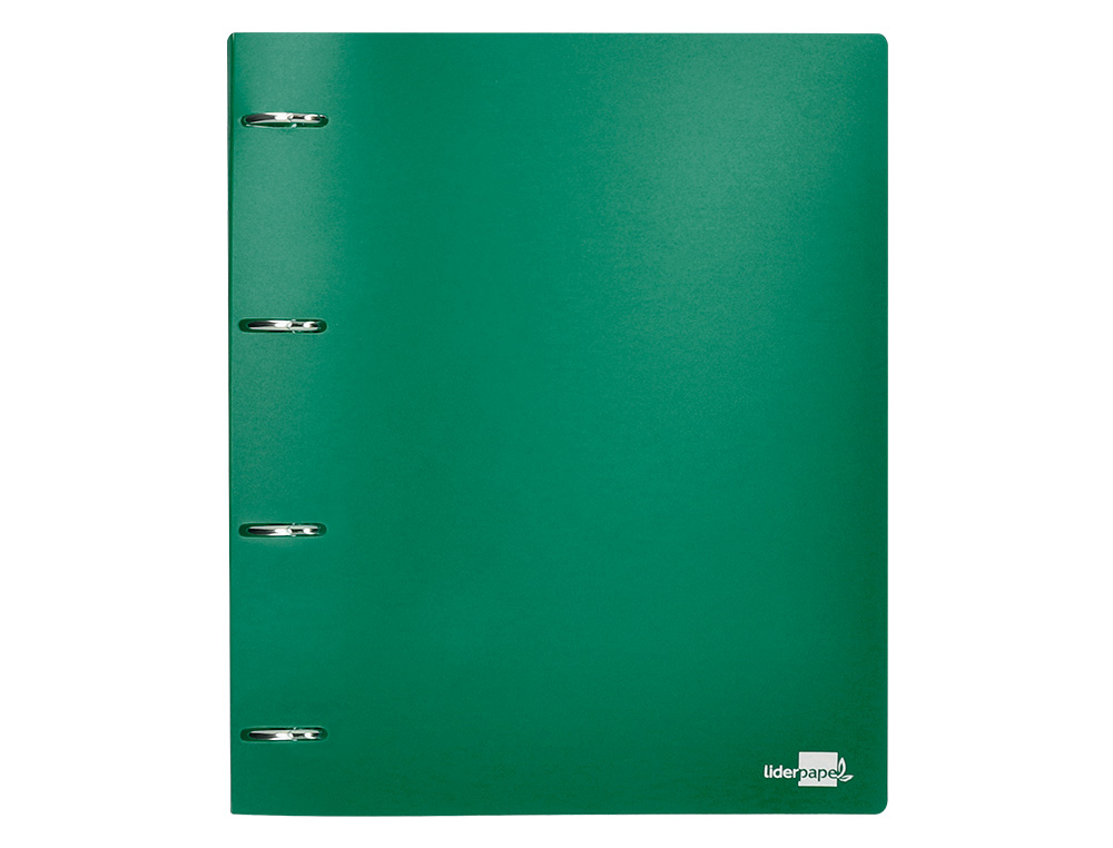 CARPETA LIDERPAPEL 4 ANILLAS MIXTAS 40 MM POLIPROPILENO DIN A4 VERDE TRANSLUCIDO