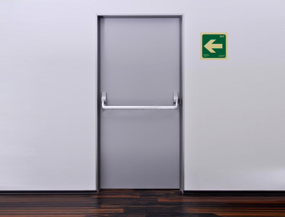 PICTOGRAMA ARCHIVO 2000 FLECHA IZQUIERDA PVC VERDE LUMINISCENTE 224X224 MM