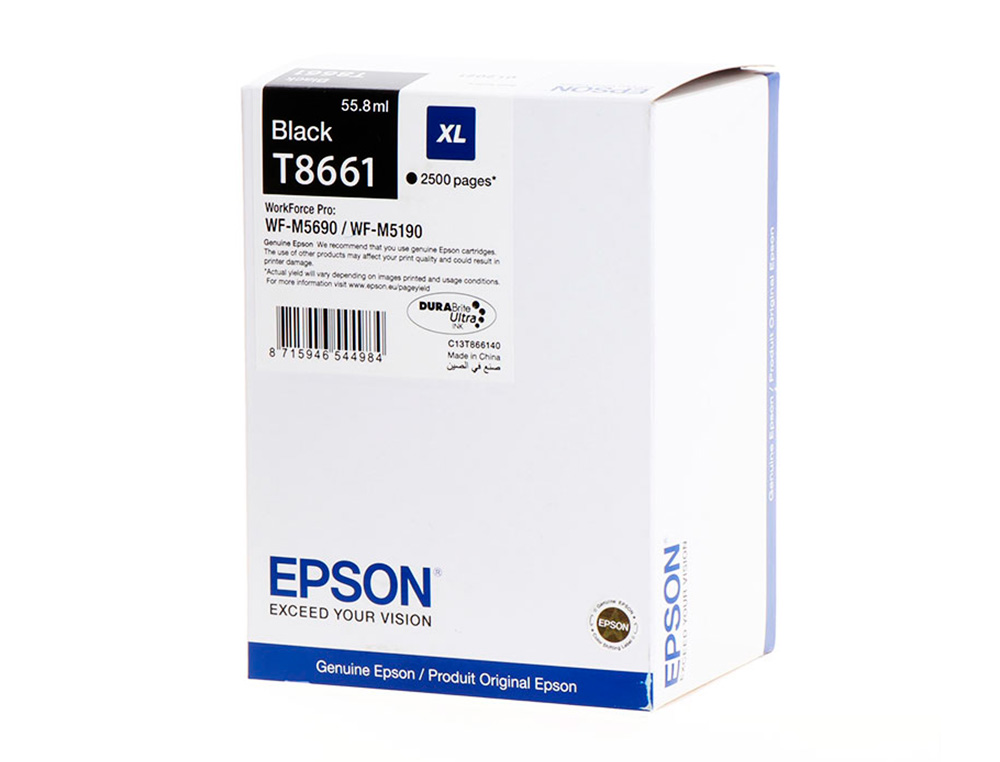 INK-JET EPSON T8661 NEGRO XL WF-M5190DW/M5690DWF