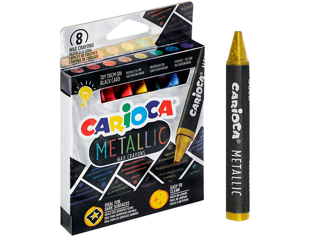 LAPICES CERA CARIOCA METALLIC TRIANGULAR CAJA DE 8 UNIDADES COLORES SURTIDOS