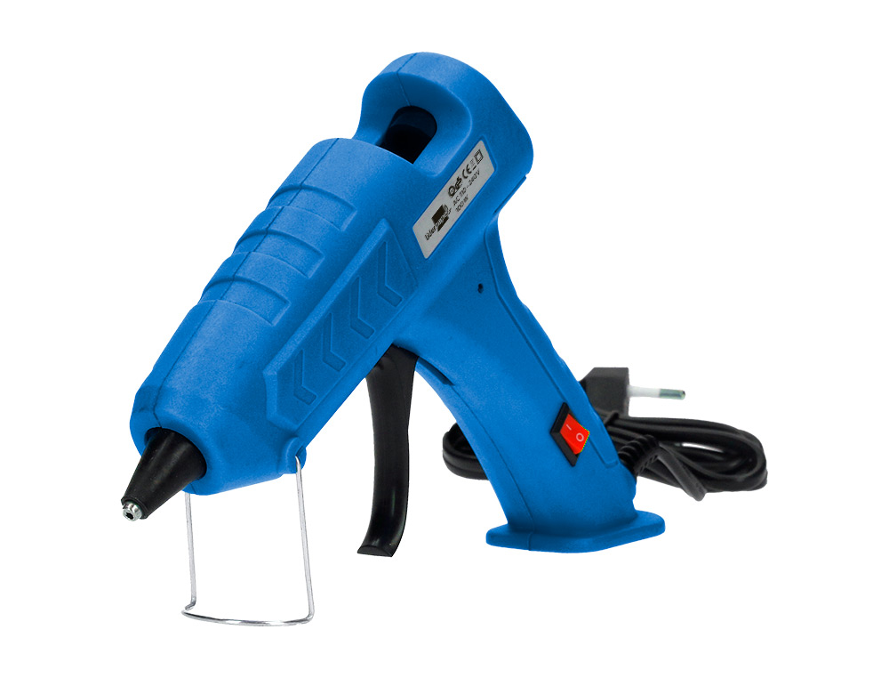 PISTOLA TERMOFUSIBLE LIDERPAPEL DE 100 W CON GATILLO DISPENSADOR Y 2 BARRAS DE REPUESTO DE 11 MM