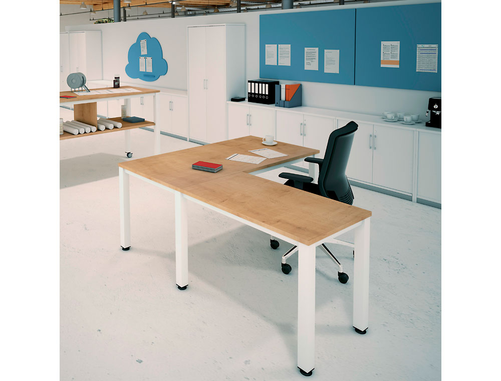 MESA DE OFICINA ROCADA EXECUTIVE 2002AD04 ALUMINIO/BLANCO 160X80 CM