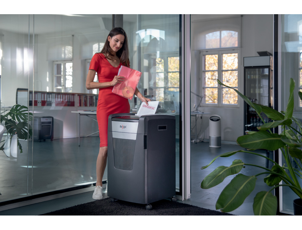 DESTRUCTORA DE DOCUMENTOS REXEL MOMENTUM EXTRA XP422+ CAPACIDAD CORTE 22 H P4 DESTRUYE GRAPAS CLIPS CD Y