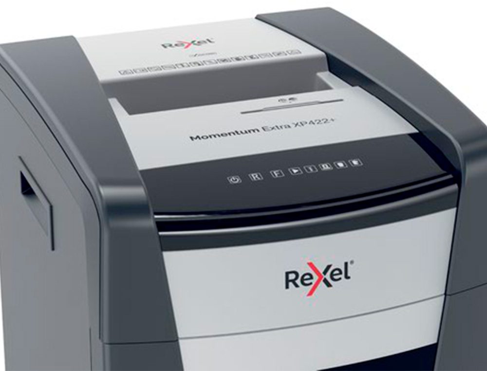 DESTRUCTORA DE DOCUMENTOS REXEL MOMENTUM EXTRA XP422+ CAPACIDAD CORTE 22 H P4 DESTRUYE GRAPAS CLIPS CD Y