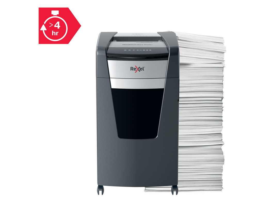 DESTRUCTORA DE DOCUMENTOS REXEL MOMENTUM EXTRA XP422+ CAPACIDAD CORTE 22 H P4 DESTRUYE GRAPAS CLIPS CD Y