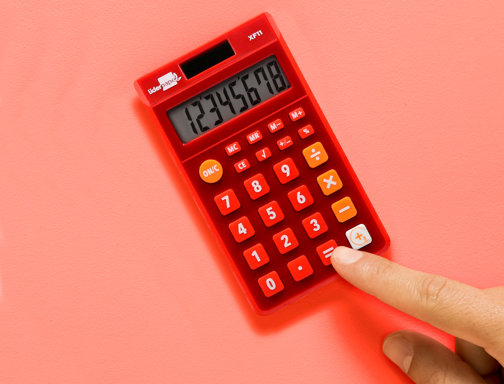 CALCULADORA LIDERPAPEL BOLSILLO XF11 8 DIGITOS SOLAR Y PILAS COLOR ROJO 115X65X8 MM