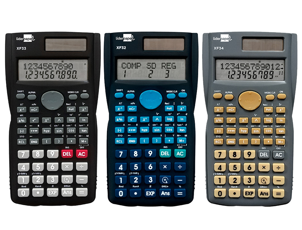 CALCULADORA LIDERPAPEL CIENTIF ICA XF35 240 FUNCIONES CON TAPA SOLAR Y PILAS EXPOSITOR DE 10 UNIDADES COLORES SURTIDOS