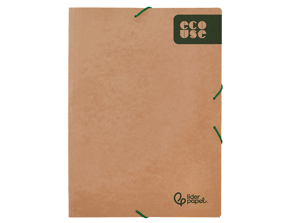 CARPETA LIDERPAPEL GOMAS TRES SOLAPAS ECOUSE CARTULINA 400 GR DIN A4+ COLOR KRAFT MARRON