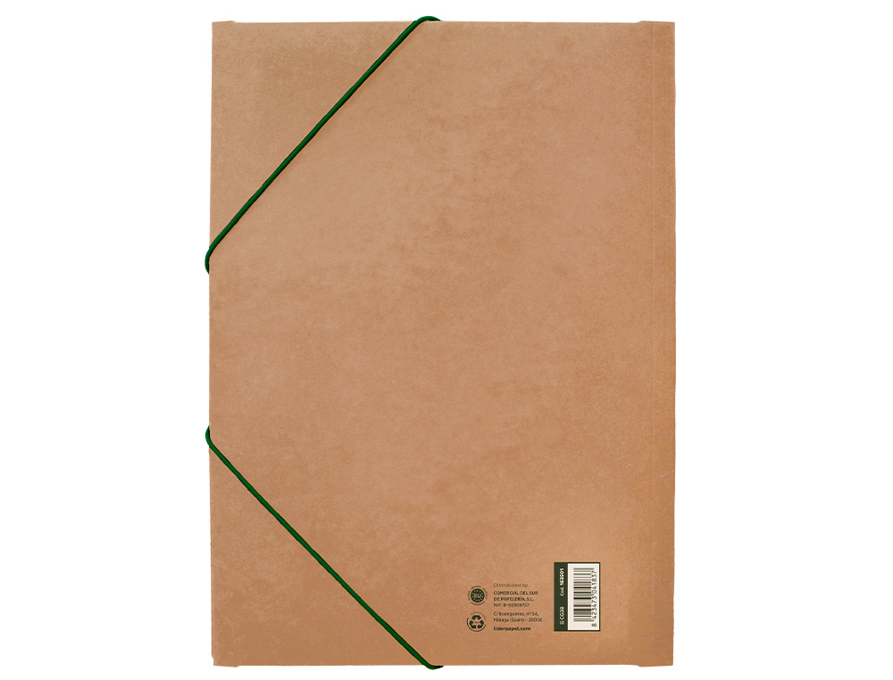 CARPETA LIDERPAPEL GOMAS TRES SOLAPAS ECOUSE CARTULINA 400 GR DIN A4+ COLOR KRAFT MARRON
