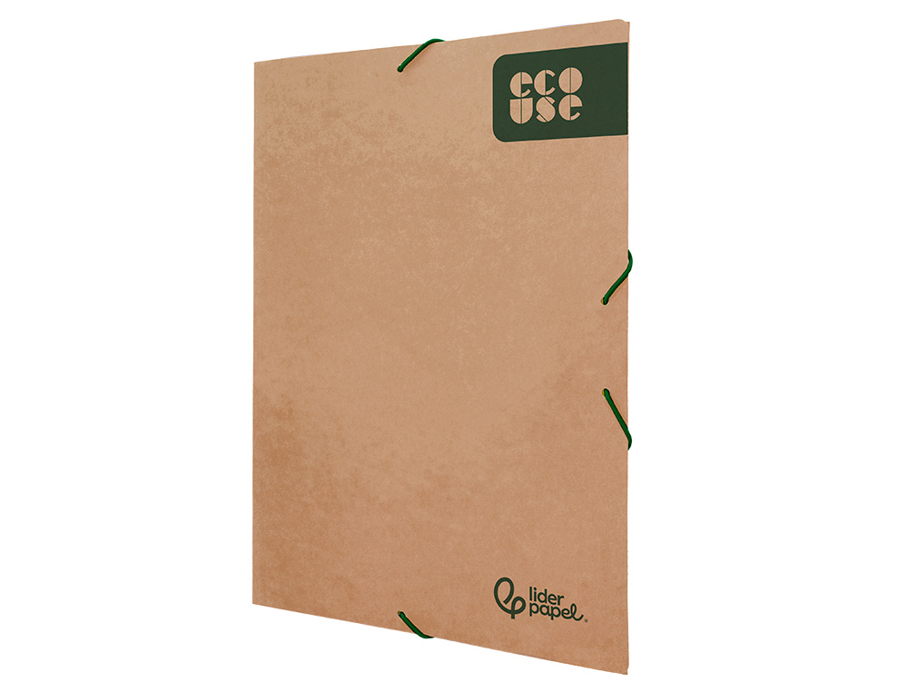 CARPETA LIDERPAPEL GOMAS TRES SOLAPAS ECOUSE CARTULINA 400 GR DIN A4+ COLOR KRAFT MARRON