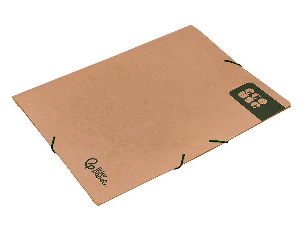 CARPETA LIDERPAPEL GOMAS TRES SOLAPAS ECOUSE CARTULINA 400 GR DIN A4+ COLOR KRAFT MARRON