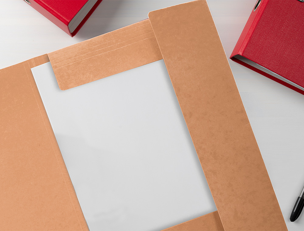 CARPETA LIDERPAPEL GOMAS TRES SOLAPAS ECOUSE CARTULINA 400 GR DIN A4+ COLOR KRAFT MARRON