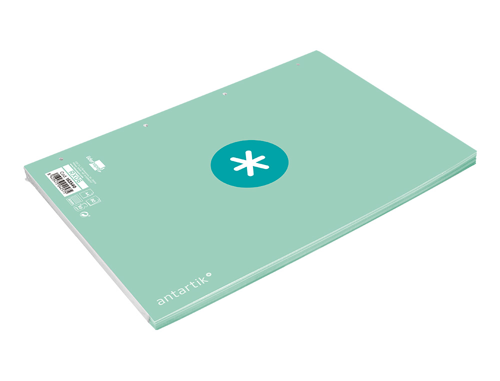 RECAMBIO ANTARTIK A4 80 HOJAS 90GR CUADRO 5 MM 4 TALADROS 1 BANDA MARCO COLOR MENTA