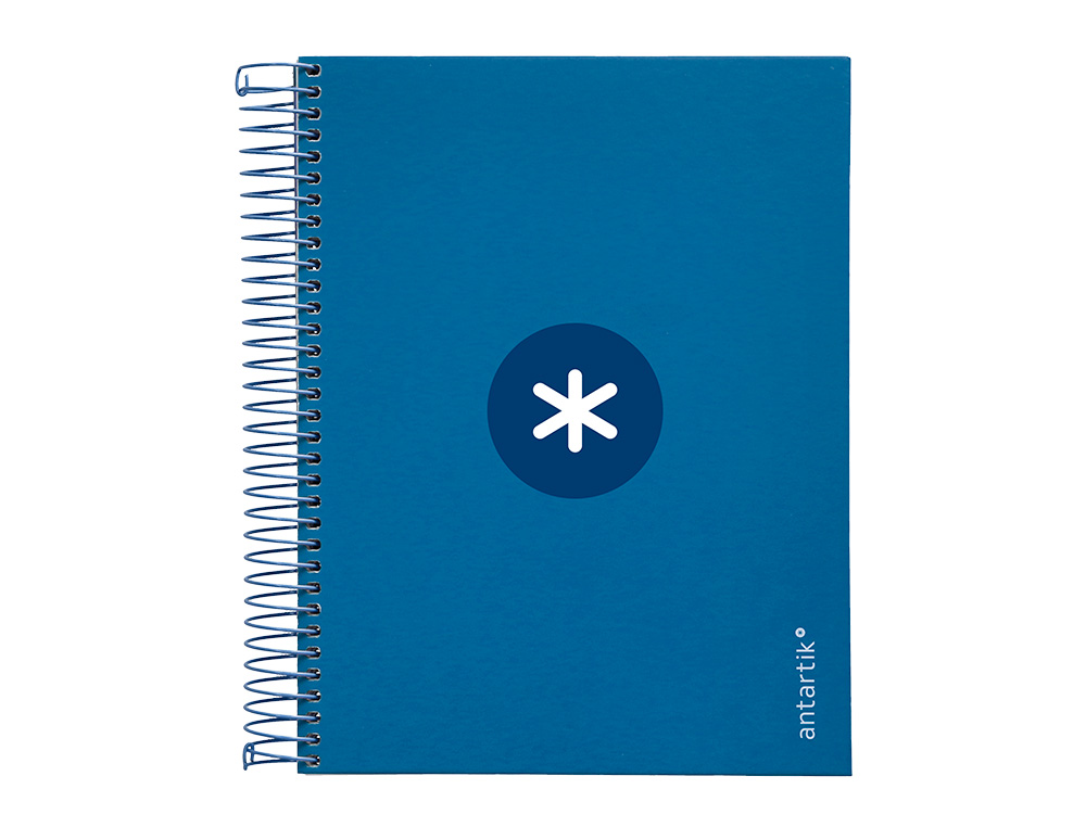 CUADERNO ESPIRAL A5 MICRO ANTARTIK TAPA FORRADA120H 90 GR CUADRO 5MM 5 BANDAS6 TALADROS COLOR AZUL OSCURO