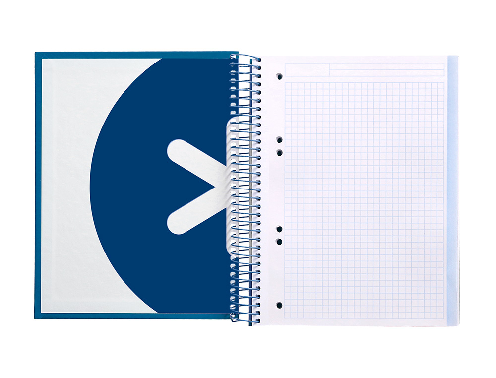 CUADERNO ESPIRAL A5 MICRO ANTARTIK TAPA FORRADA120H 90 GR CUADRO 5MM 5 BANDAS6 TALADROS COLOR AZUL OSCURO