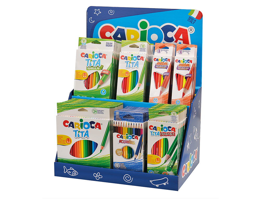 LAPICES DE COLORES CARIOCA EXPOSITOR DE SOBREMESA CON 67 UNIDADES SURTIDAS