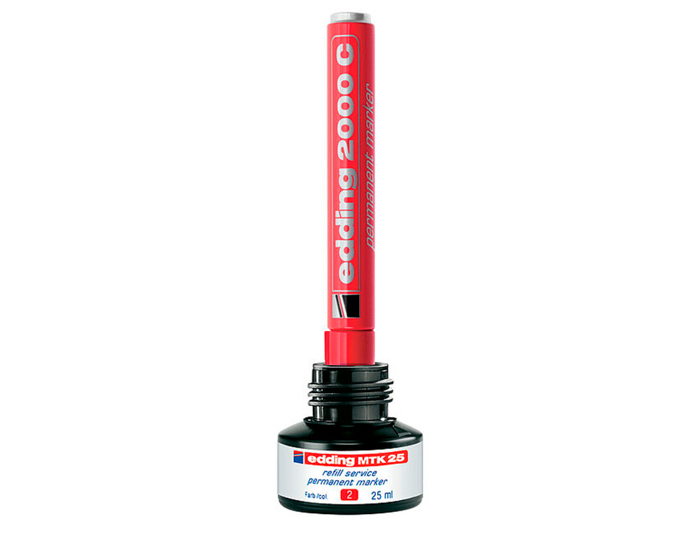 TINTA ROTULADOR EDDING MTK25 CON SISTEMA CAPILAR COLOR ROJO FRASCO DE 25 ML