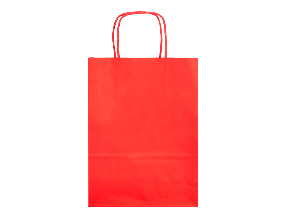 BOLSA PAPEL Q-CONNECT CELULOSA ROJO S CON ASA RETORCIDA 240X320X10 MM
