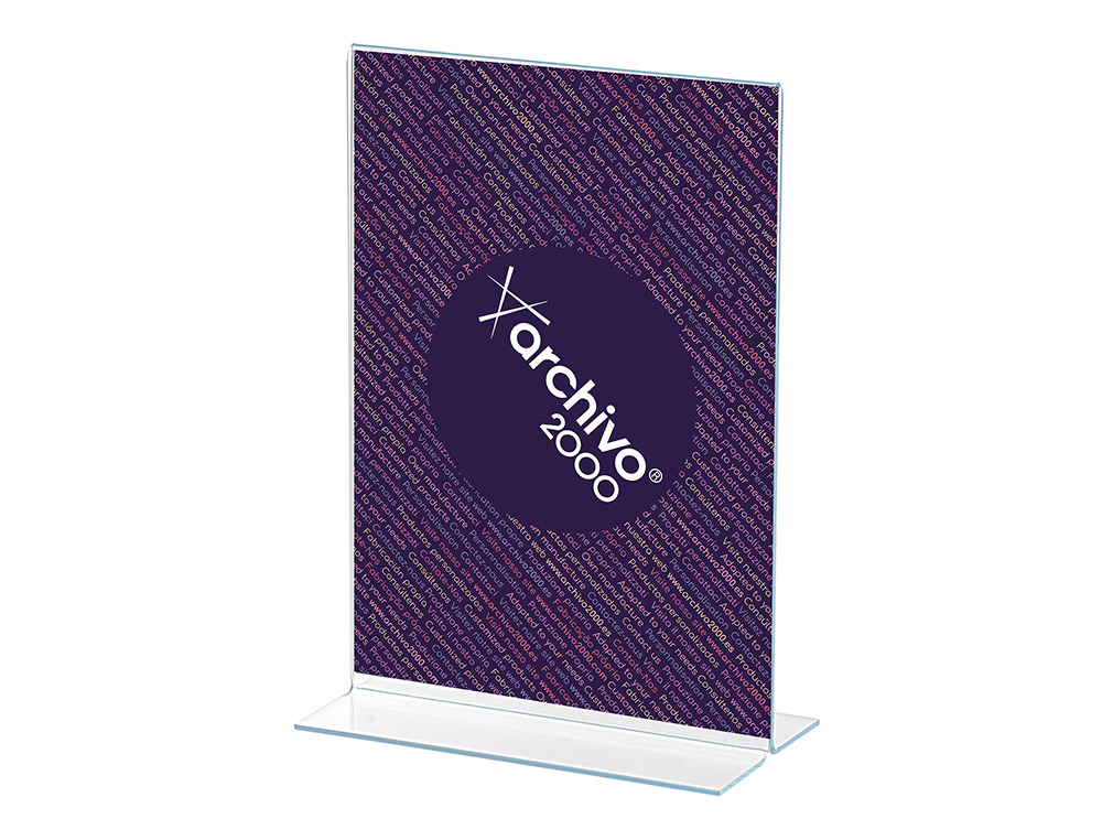 EXPOSITOR SOBREMESA ARCHIVO 2000 CON FORMA T POLIESTIRENO TRANSPARENTE DIN A3 VERTICAL DOBLE CARA 115X300X425 MM