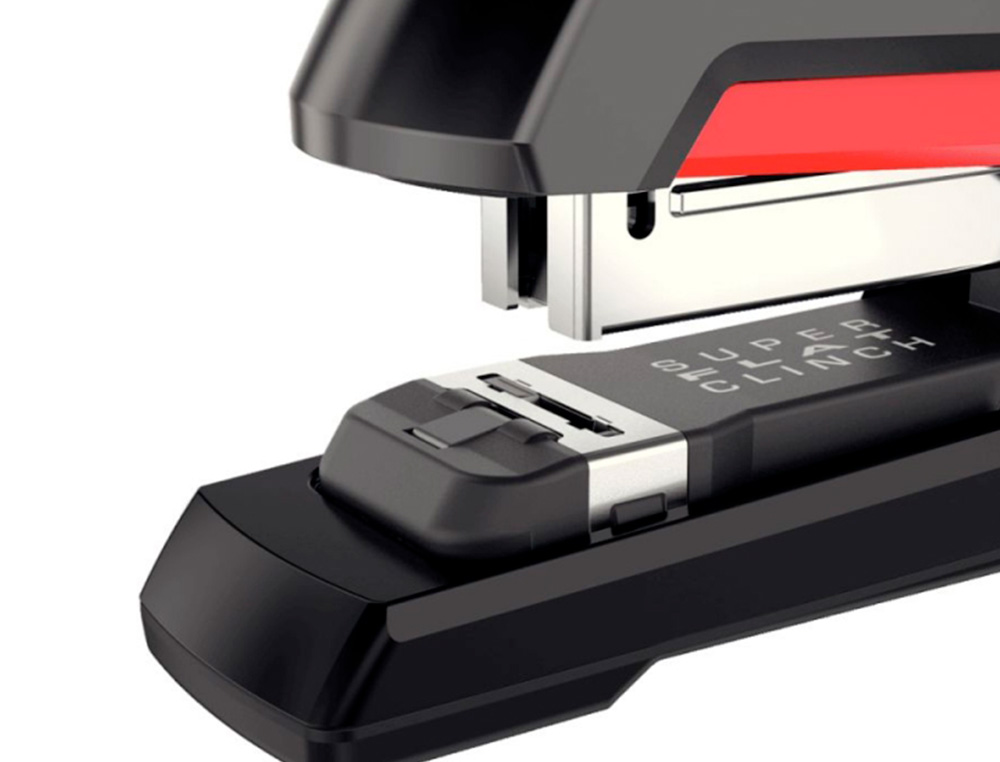 GRAPADORA RAPID SUPREME S50 PLASTICO CAPACIDAD DE GRAPADO 50 HOJAS USA GRAPAS 24/6-8+ Y 26/6-8+ COLOR NEGRO/ROJO