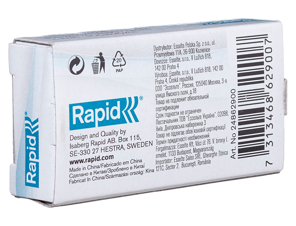 GRAPAS RAPID 10/4 MM GALVANIZADA CAJA DE 1000 UNIDADES