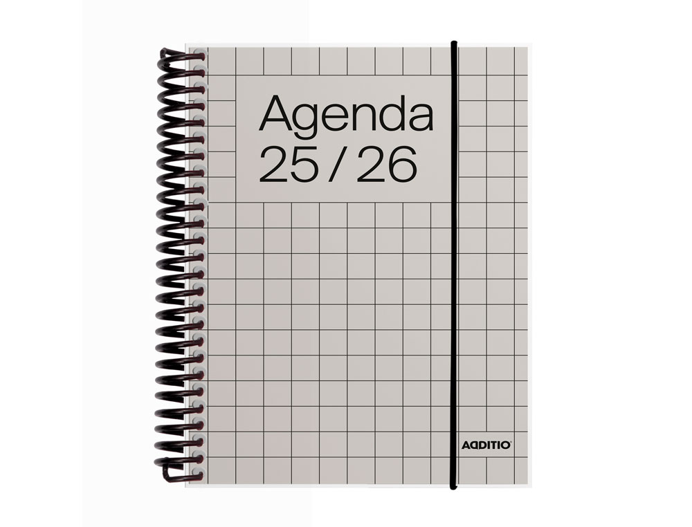 AGENDA ESPIRAL ADDITIO UNIVERSAL DIA PAGINA 288 PAGINAS TAPA PVC TRANSPARENTE 125X170 MM