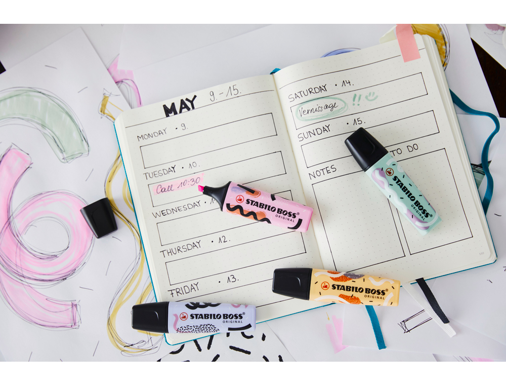 ROTULADOR STABILO BOSS FLUORESCENTE ORIGINAL PASTEL BY JU SCHNEE FUCSIA HELADO