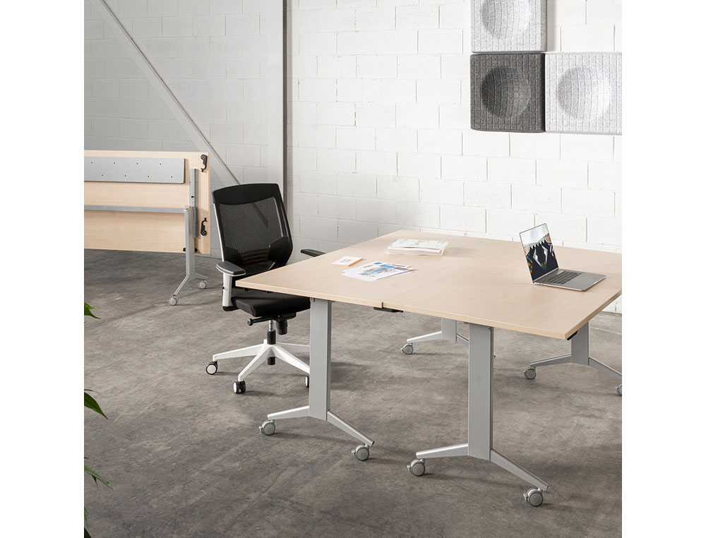 MESA ROCADA 2000FD08 CON TABLERO ABATIBLE COLOR GRIS/ROBLE 120X60 CM