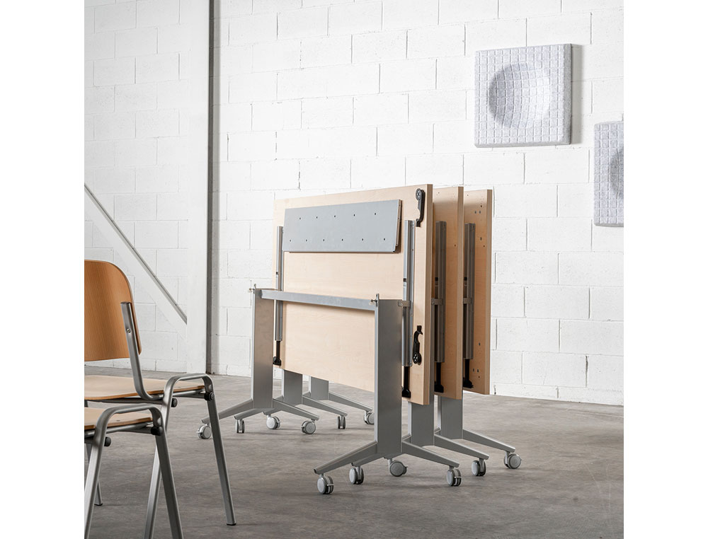 MESA ROCADA 2000FD08 CON TABLERO ABATIBLE COLOR GRIS/ROBLE 120X60 CM