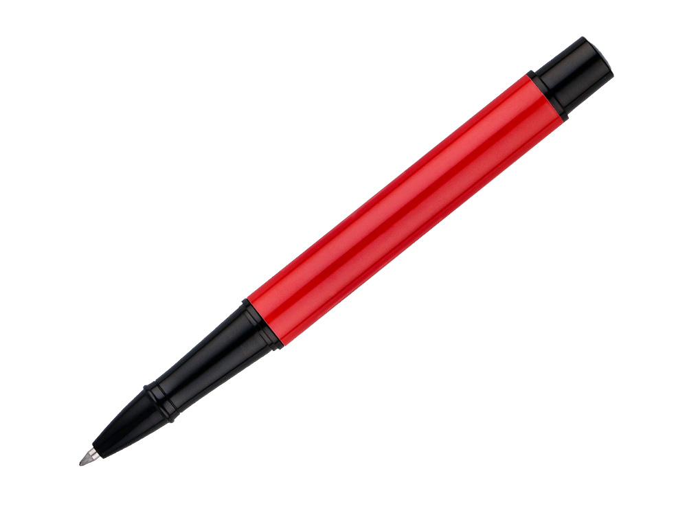 ROLLER BELIUS TURBO ALUMINIO COLOR ROJO Y NEGRO TINTA AZUL CAJA DE DISEÑO
