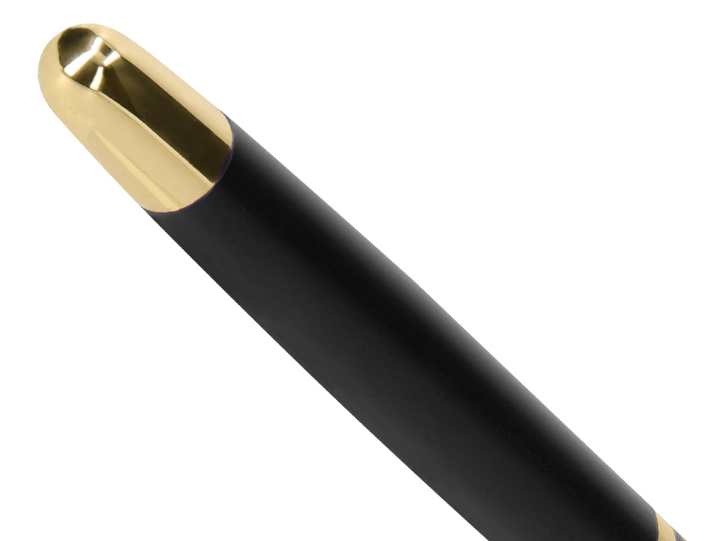 BOLIGRAFO BELIUS SOIREE ALUMINIO COLOR ART DECO NEGRO Y DORADO TINTA AZUL CAJA DE DISEO