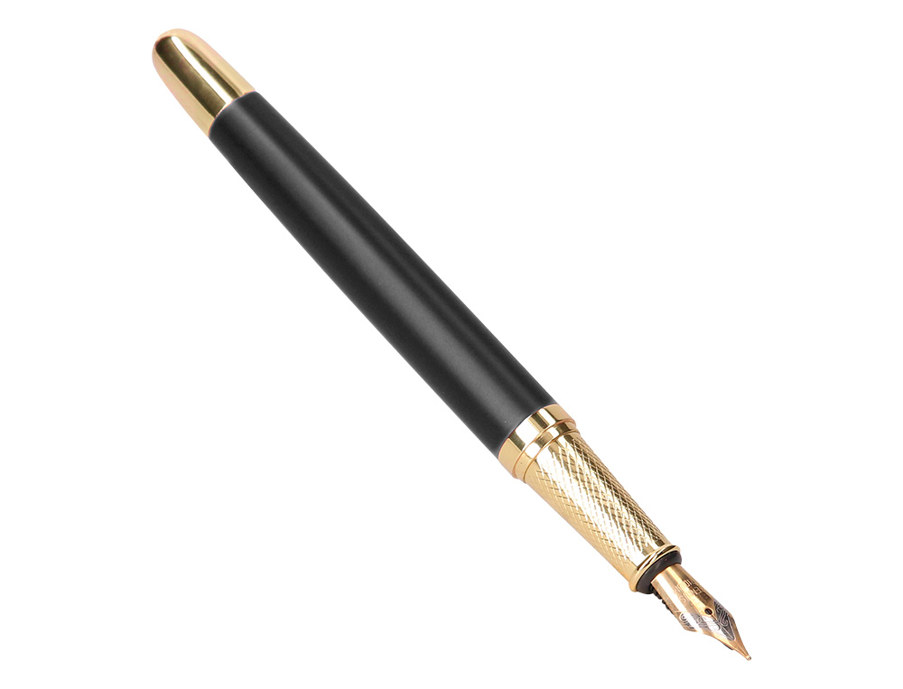 PLUMA Y ESTUCHE BELIUS SOIREE COLOR ART DECO NEGRO Y DORADO TINTA AZUL CAJA DE DISEO