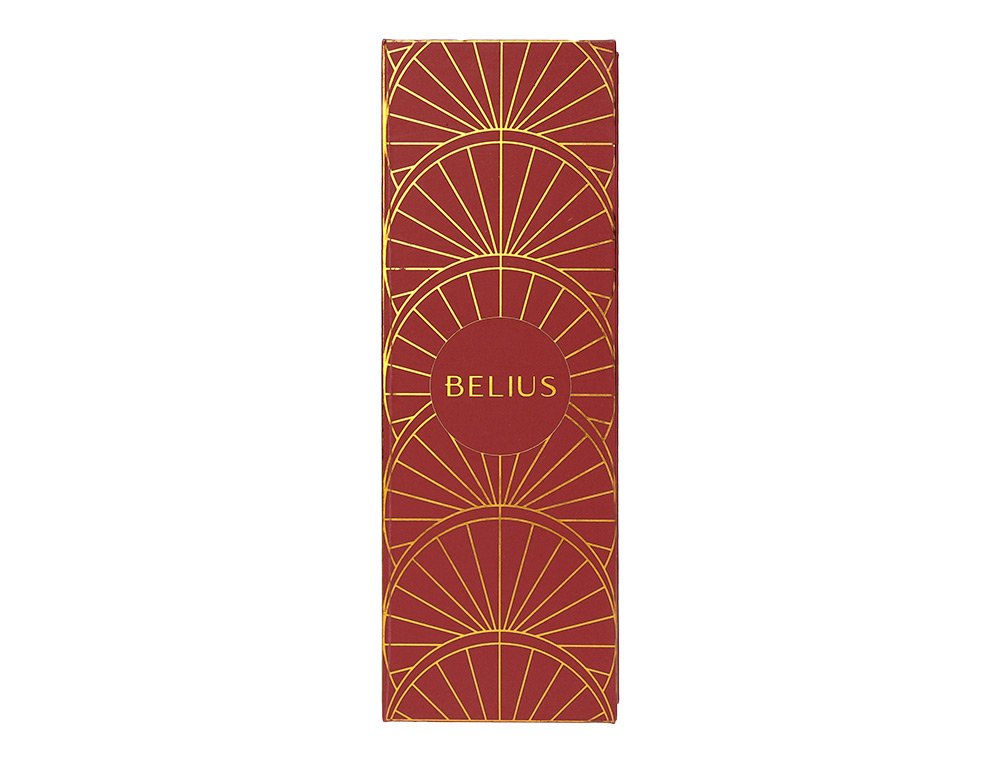 PLUMA BELIUS SOIREE ALUMINIO COLOR ART DECO GRANATE Y DORADO TINTA AZUL CAJA DE DISEO